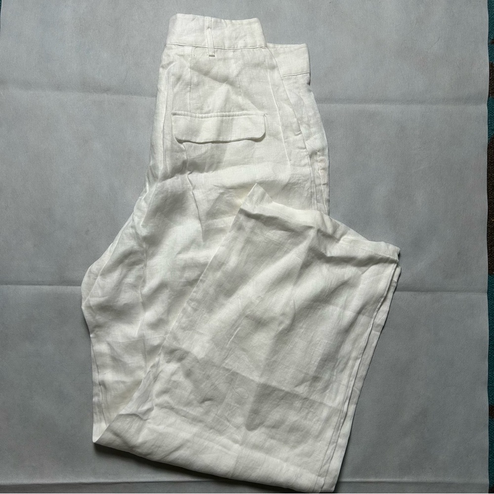 AEXAE wide leg white linen pants NWT size large - Picture 2 of 7